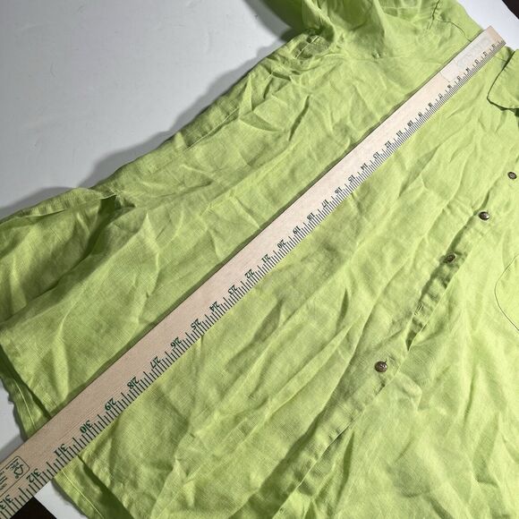 Elisabeth Women's Size 16 Button Up Shirt 100% Linen Long Sleeves Lime Green - Picture 8 of 9